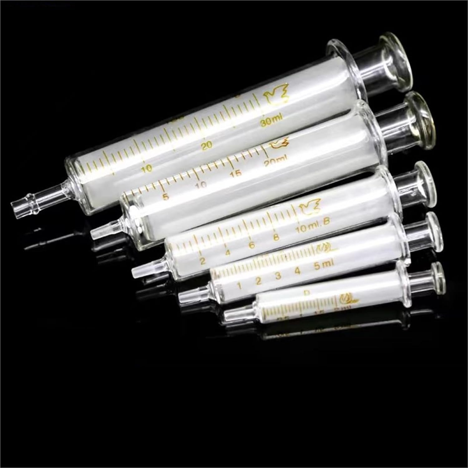 4pcs/lot 1ml to 100ml Lab Glass Syringe for Laboratory Injection Liquid Factory Add Ink etc.(30ml)