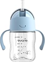 Vista 22 de Evorie Tritan - Vaso para beber con popote con peso con asas para bebés y niños pequeños, botella de agua a prueba de derrames con popote para 6