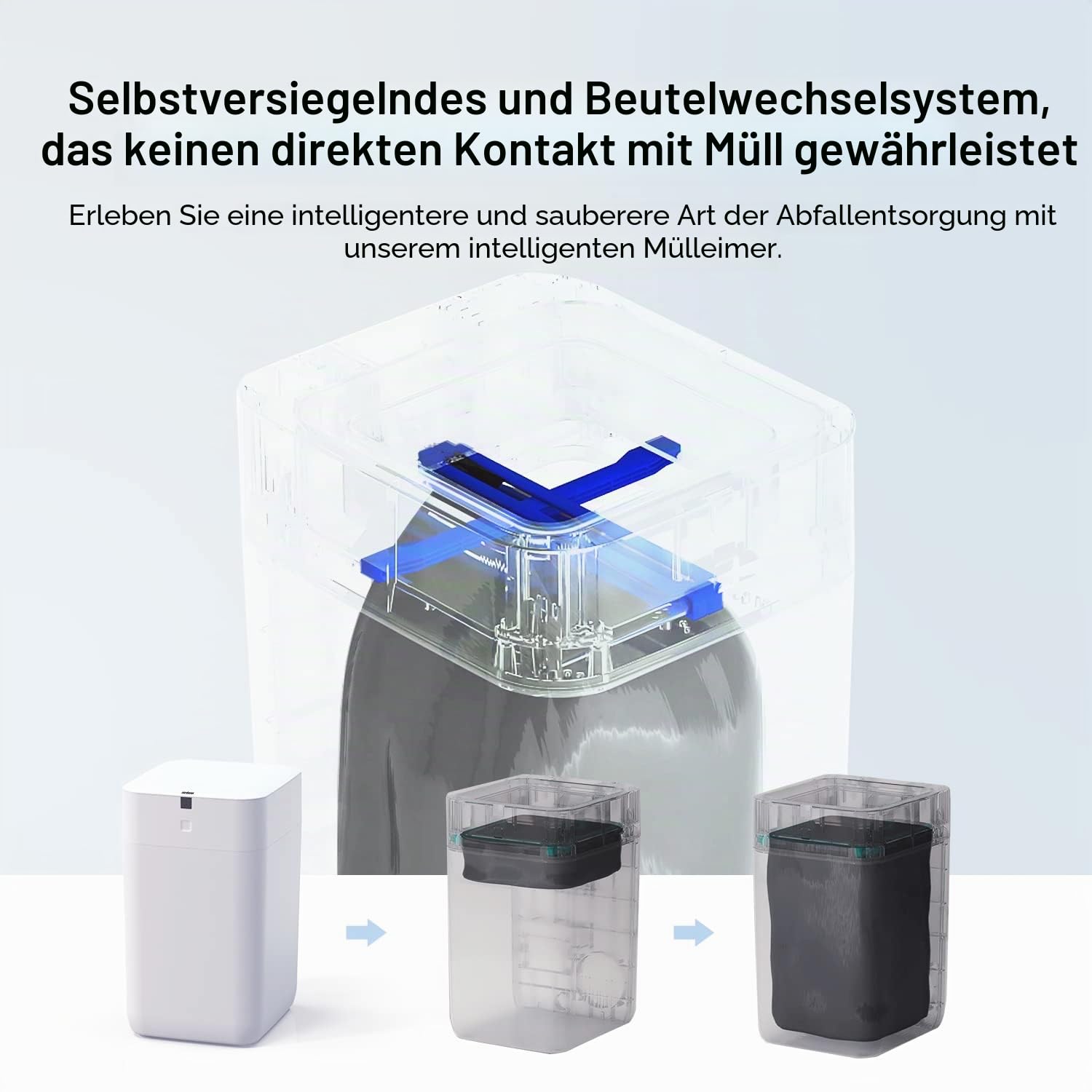Airdeer Grehge Tomaten-Mülleimer, selbstdichtend und selbstwechselnd, intelligenter Mülleimer, Bewegungssensor, berührungsloser Mülleimer mit Deckel, für Küche, Bad, Büro, 6 Nachfüllbeutelringe