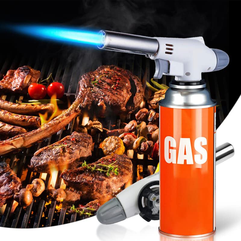 Retoo Witte keukenbrander, navulbare crème brulée-brander, butaangasbrander voor BBQ, koken, camping, gebak, desserts, traploze vlamregeling, flambeerbrander, butaan gasbrander - Image 3