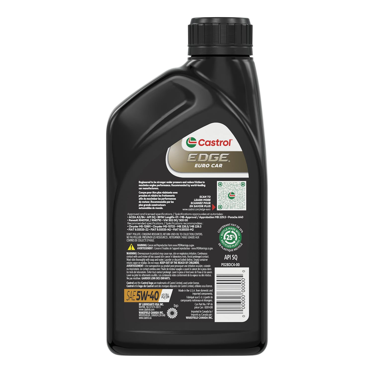Amazon.com: Castrol Edge Euro 5W-40 A3/B4 Advanced Full Synthetic