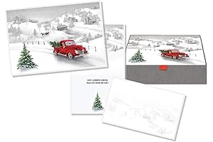 Red Boxed Christmas Cards with Dazzling Glitter Embellishments