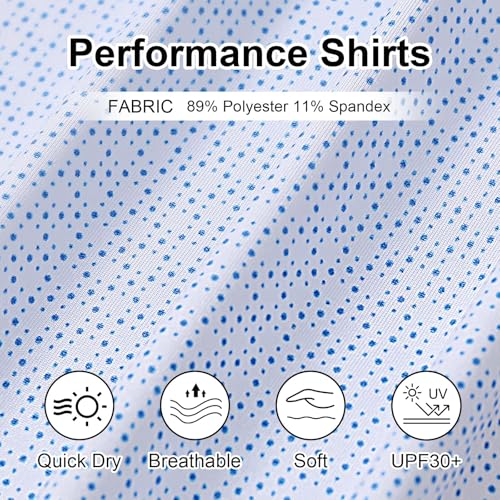 Image of Golf Shirts for Men - Dry Fit Moisture Wicking Short Sleeve Performance Sport Casual Striped Collared Mens Polo Shirt