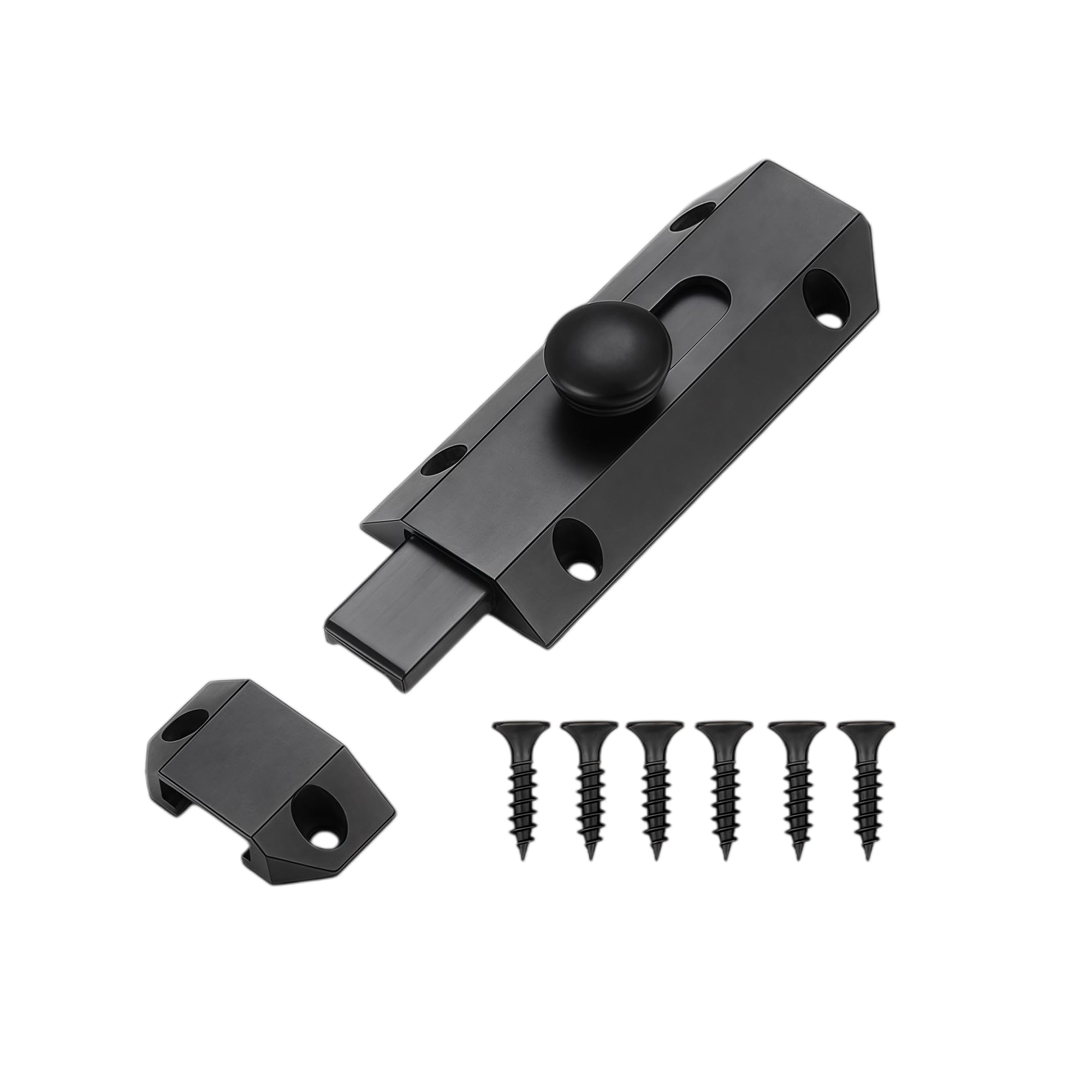 Brass Slide Door Bolt 3 Inch Heavy Duty Doors Lock Gate Bolt Thick Security Door Catches for Internal Door Surface Mounted Security Lock Latch for Bathroom Bedroom Garden Gate Garage Black