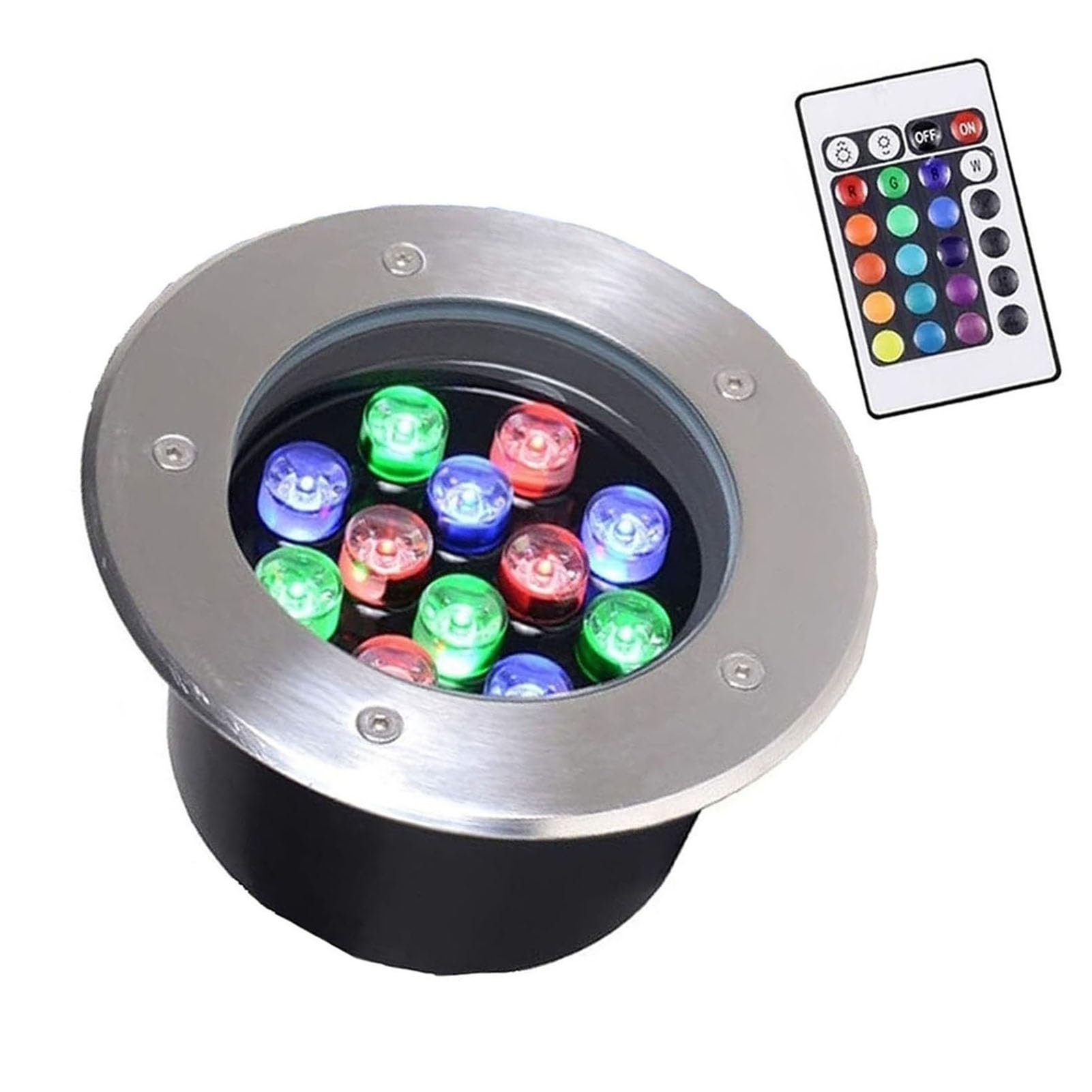 Luces De Paisaje Submarino - Foco LED Piscina, Foco Sumergible IP68, Foco Sumergible LED con Cambio De Color RGB, para Jardín, Focos De Piscina, con Mando A Distancia(12V,12w)
