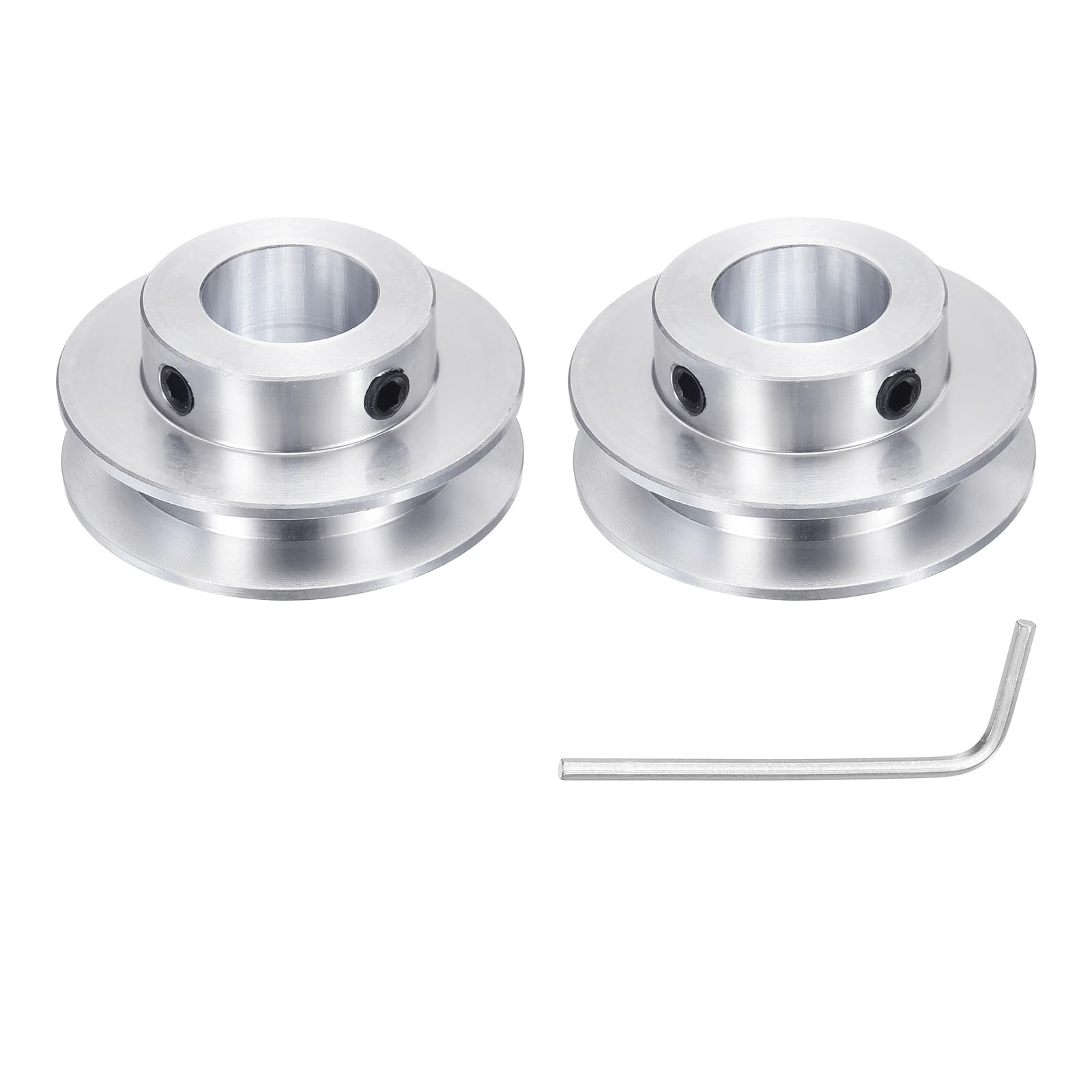 uxcell 2Pcs Single Groove Pulley, 15mm Fixed Bore 40mm Outer Diameter Aluminum Alloy Mechanical Belt Pulley with Hex Wrench for 6mm PU Round Belt