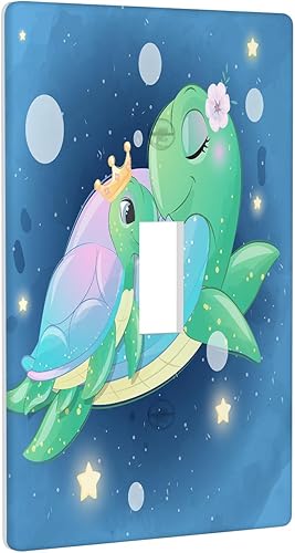 Miniatura 2 de Baby Turtle - Cubierta decorativa de pared para interruptor de luz de palanca de 1 banda, lindas tortugas subacuáticas, placa frontal eléctrica para