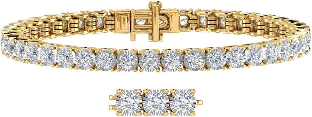 4 to 4.36 Carat Pave Set Natural Round Diamond Tennis Bracelet for Women in 10K Gold (7 Inch to 8 Inch)