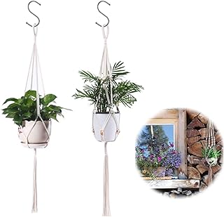Wisząca doniczka z bawełnianym sznurkiem Wieszak na rośliny Wisząca doniczka wisząca na ścianie Stojak na rośliny doniczkowe do sufitów wewnętrznych na zewnątrz balkonów dekoracja ścienna 2 sztuki