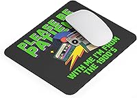 Vista 4 de Divertida alfombrilla de mouse con texto en inglés «Please Be Patient with Me I'm from the 1900's Retro 80s» Alfombrilla de mouse estilo retro