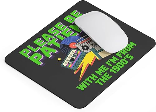 Miniatura 4 de Divertida alfombrilla de mouse con texto en inglés Please Be Patient with Me I'm from the 1900's Retro 80s Alfombrilla de mouse estilo retro de los