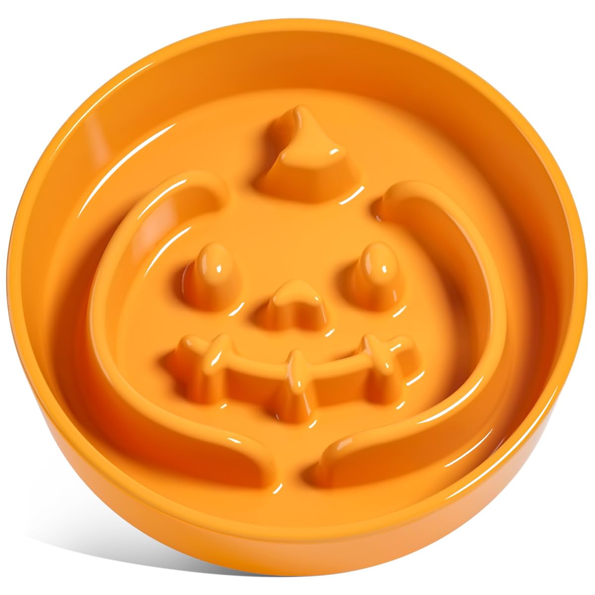 LE TAUCI Ceramic Slow Feeder Dog Bowls Small Breed, 0.6 Cups Dog Food Dish for Fast Eaters, Puzzle Bowl for Small Dogs and Cats,Pumpkin Orange
