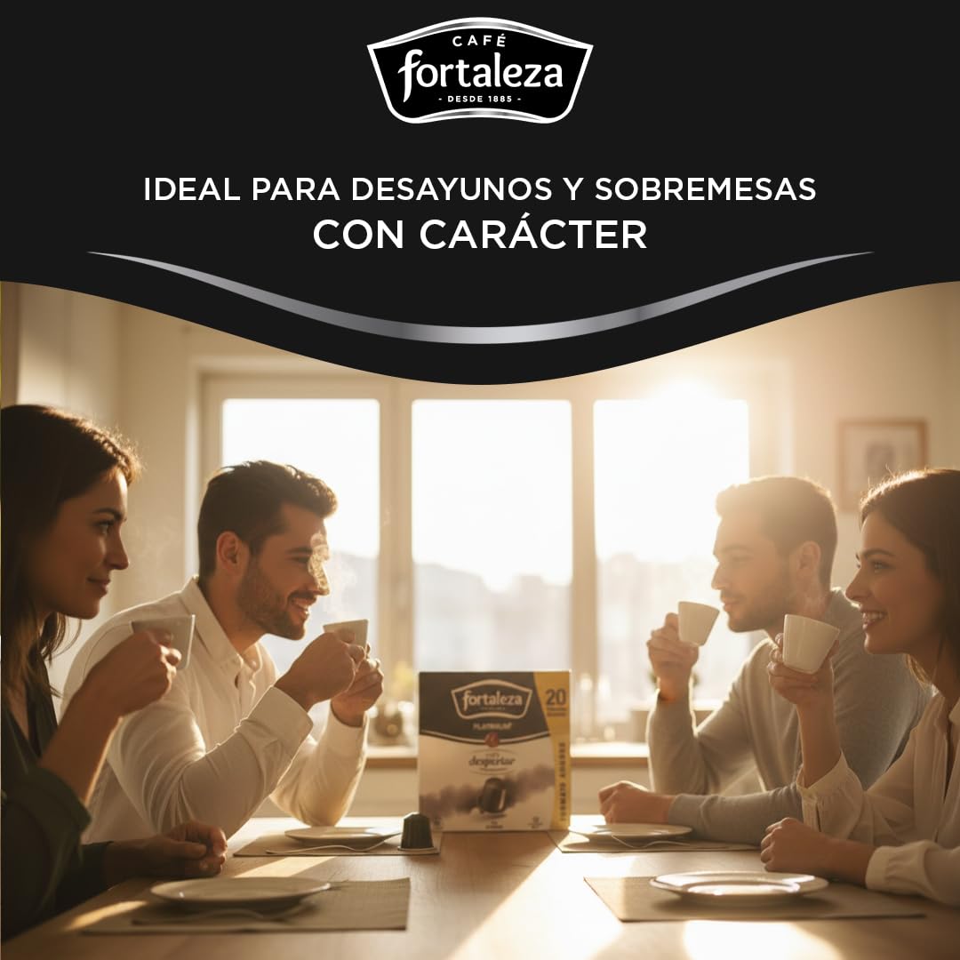 CAFÉ FORTALEZA Cápsulas de Café Compatibles con Nespresso Sabor Despertar Pack 8x20 - Total 160 uds - Café 100% Arábica Tueste Natural - Cápsulas de Café Intensidad 10 con Aroma Fresco