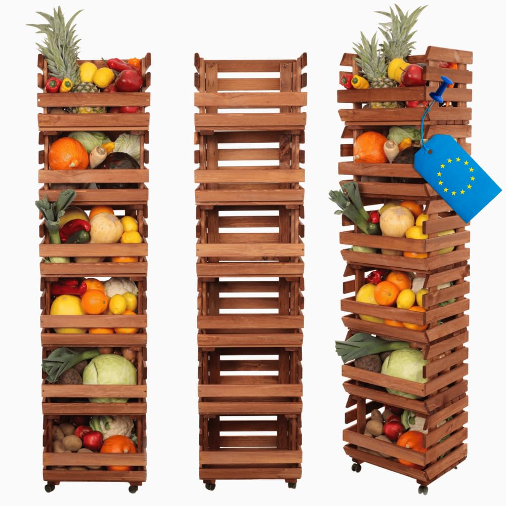 MODO24 Holzregal – Modular, auf Rollen, 6 Kisten