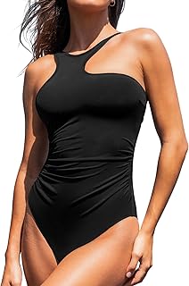 Women's One Piece Swimsuit Asymmetrical High Neck Bathing Suit Cutout Ad...