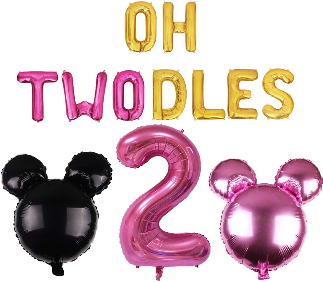 Oh TwoDles Balloons Mouse Second Birthday 2nd Banner Party Supplies Decorations For Girl Boy Baby Bday