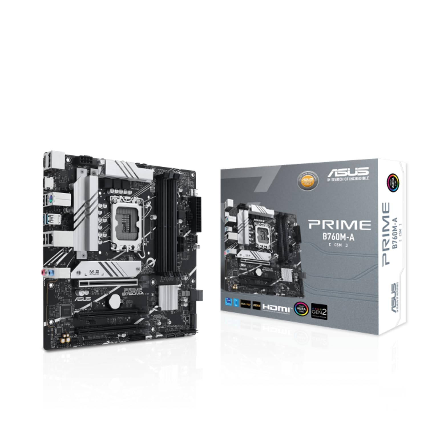 Asus Prime B760M-A-Csm - Motherboard - Micro Atx - Lga1700-Sockel - B760 Chipsatz - Usb 3,2 Gen 1, Usb 3,2 Gen 2, UsB-C 3,2 Gen 1 - 2,5 Gigabit Lan -
