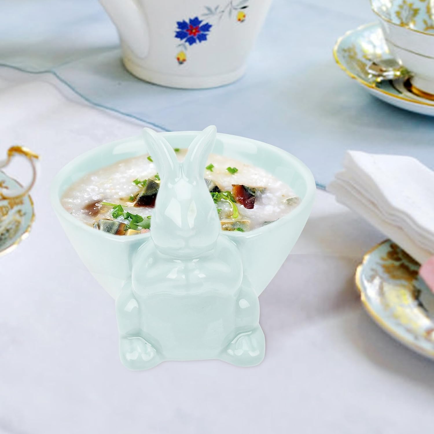 Easter Ceramic Bunny-shaped Multi-function Salad Bowl Dining Table Dinnerware for Home Use