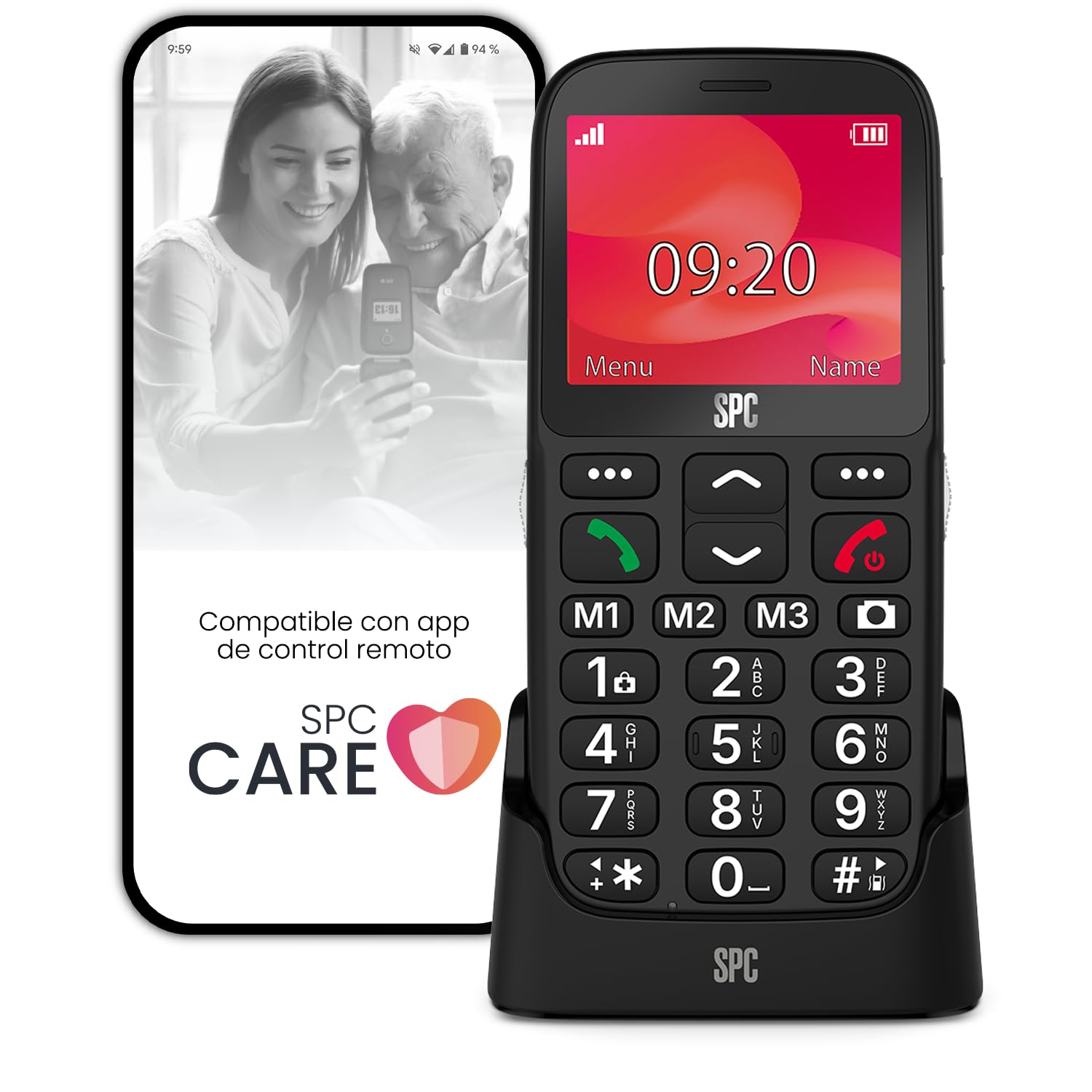 SPC Polaris Pure – Teléfono móvil 4G para Mayores con GPS y Control Remoto | Compatible con app gestión remota SPC Care, botón SOS, teclas grandes, base de carga, radio FM, linterna y fácil de usar