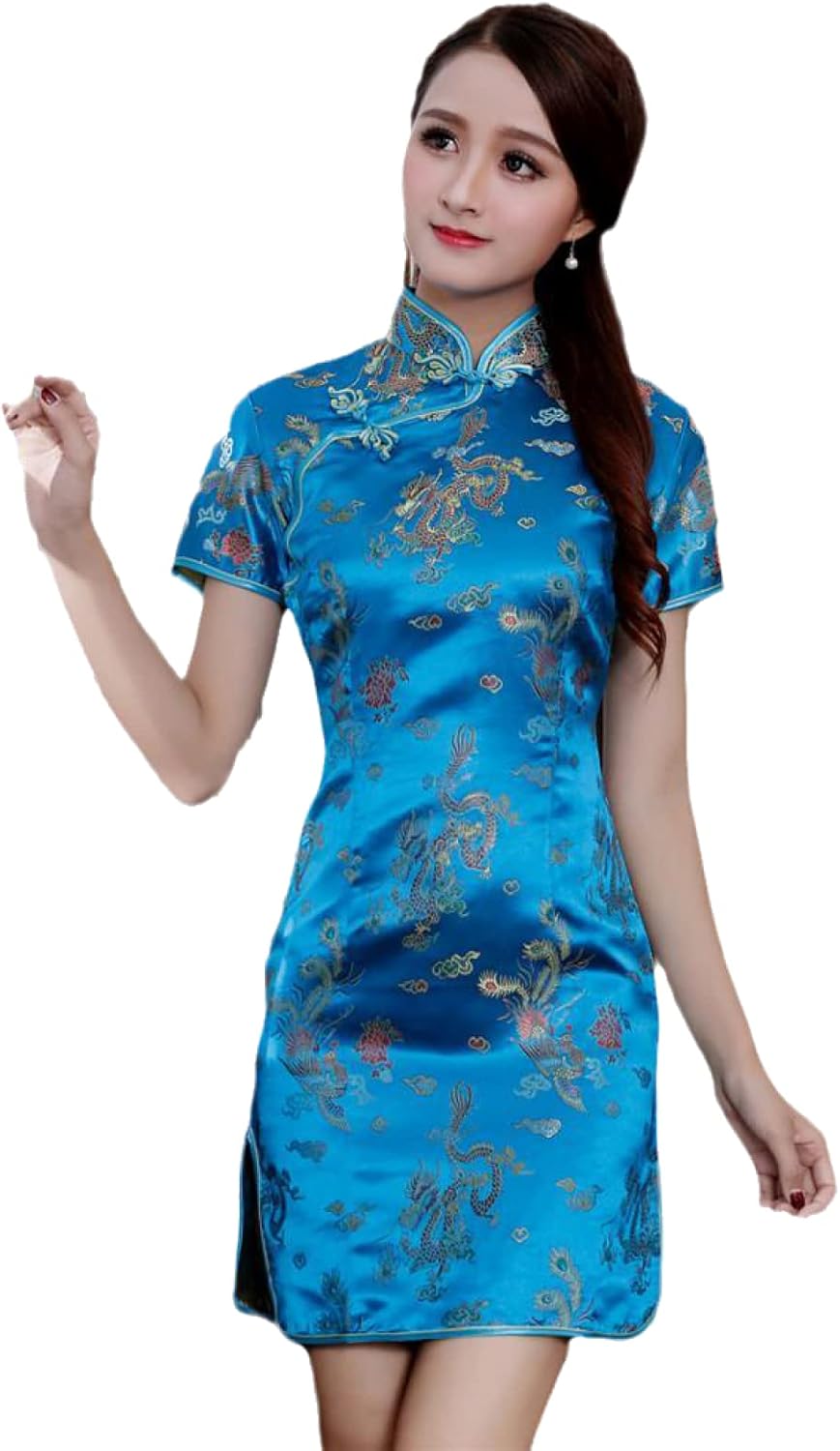 YAROVA Women's Cheongsam Dress -Plus Size Chinese Traditional Qipao Classic Women Summer Short Sleeve Cheongsam Orien