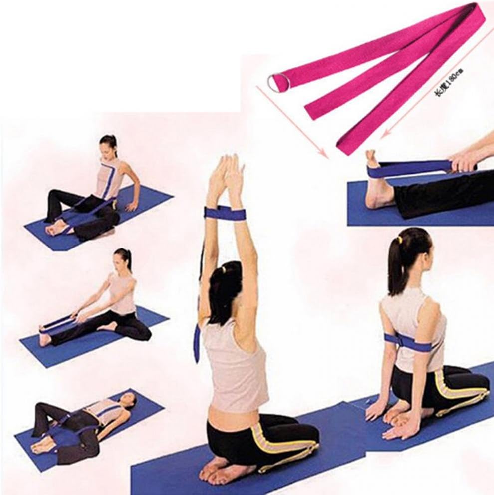 HuaYang D-Ring Yoga Pilates Belt Strap Band Equipment Waist Leg Exercise Fitness Figure Props(Purple)