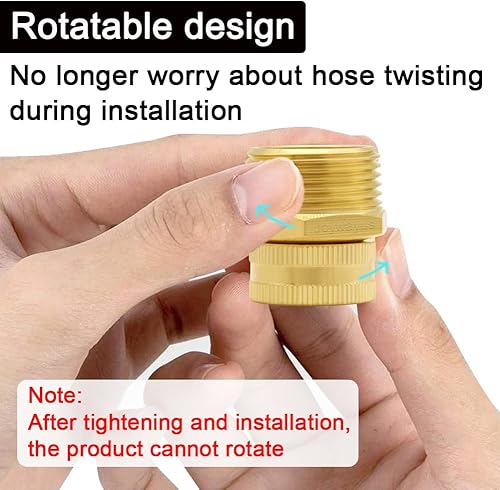 Miniatura 8 de Joywayus Tubo giratorio de latón 34 pulgadas GHT x 14 pulgadas NPT doble rosca hembra manguera de jardín roscada a tubo adaptador roscado (paquete