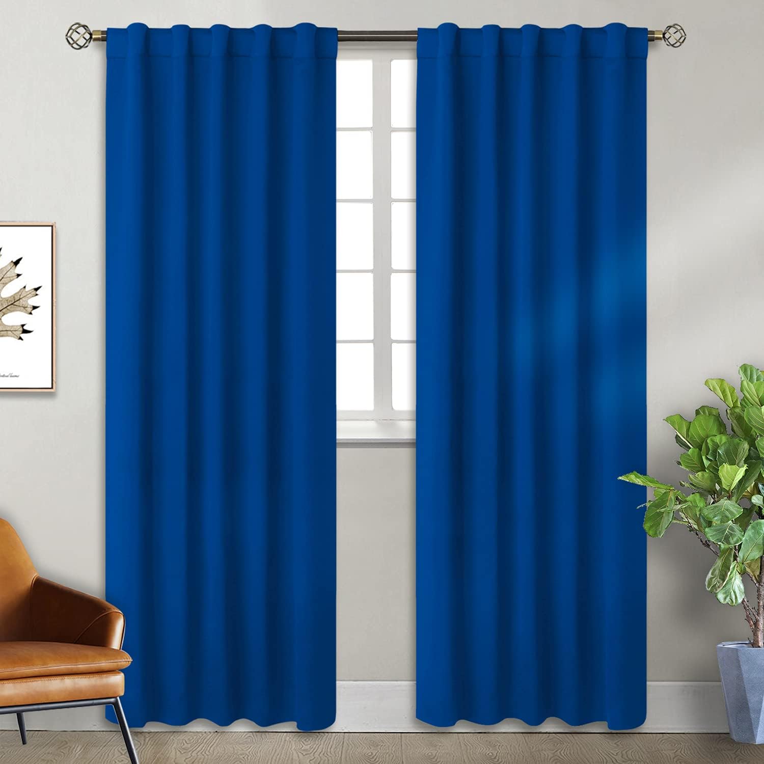 BGment Rod Pocket and Back Tab Blackout Curtains for Bedroom - Thermal Insulated Room Darkening Curtains for Living Room, 2 Window Curtain Panels (42 x 84 Inch, Classic Blue)