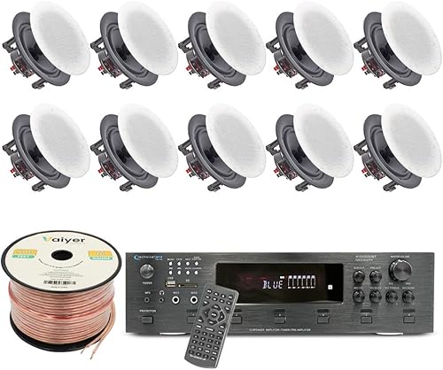 Miniatura 11 de Vaiyer Kit de sistema de audio para el hogar, amplificador Bluetooth de 6 canales de 6000 vatios con 6.5 pulgadas, 8 unidades de 200 W cada uno sin