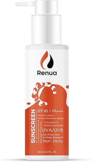 Renua Sunscreen SPF 40 PA+++, For Men & Women, Non Sticky, Sun Protection and Water Resistant