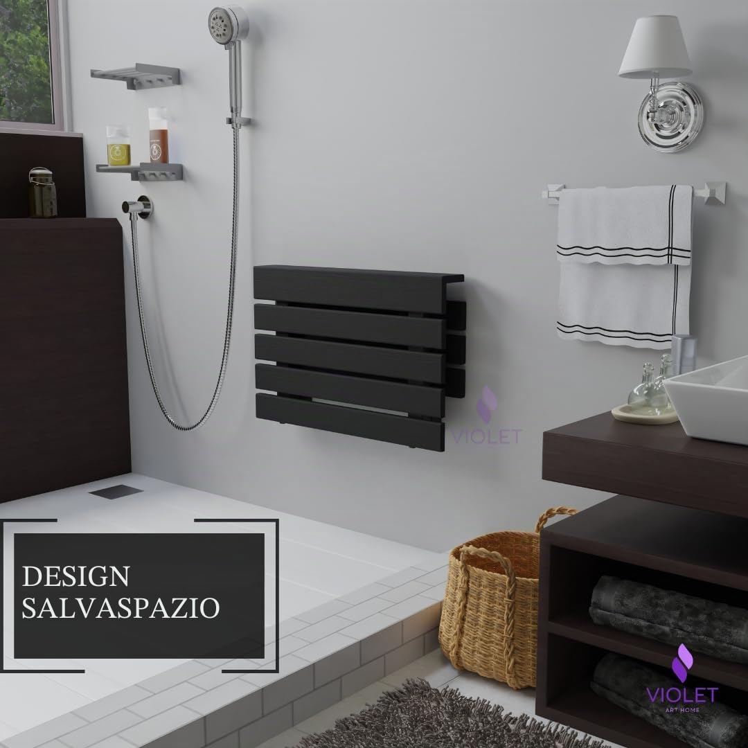 Grande sedile da doccia pieghevole da 50,8 cm, realizzato a mano, in legno di teak, con gambe, panca da bagno conforme ADA, resistente, sgabello da bagno salvaspazio, sedia compatta impermeabile
