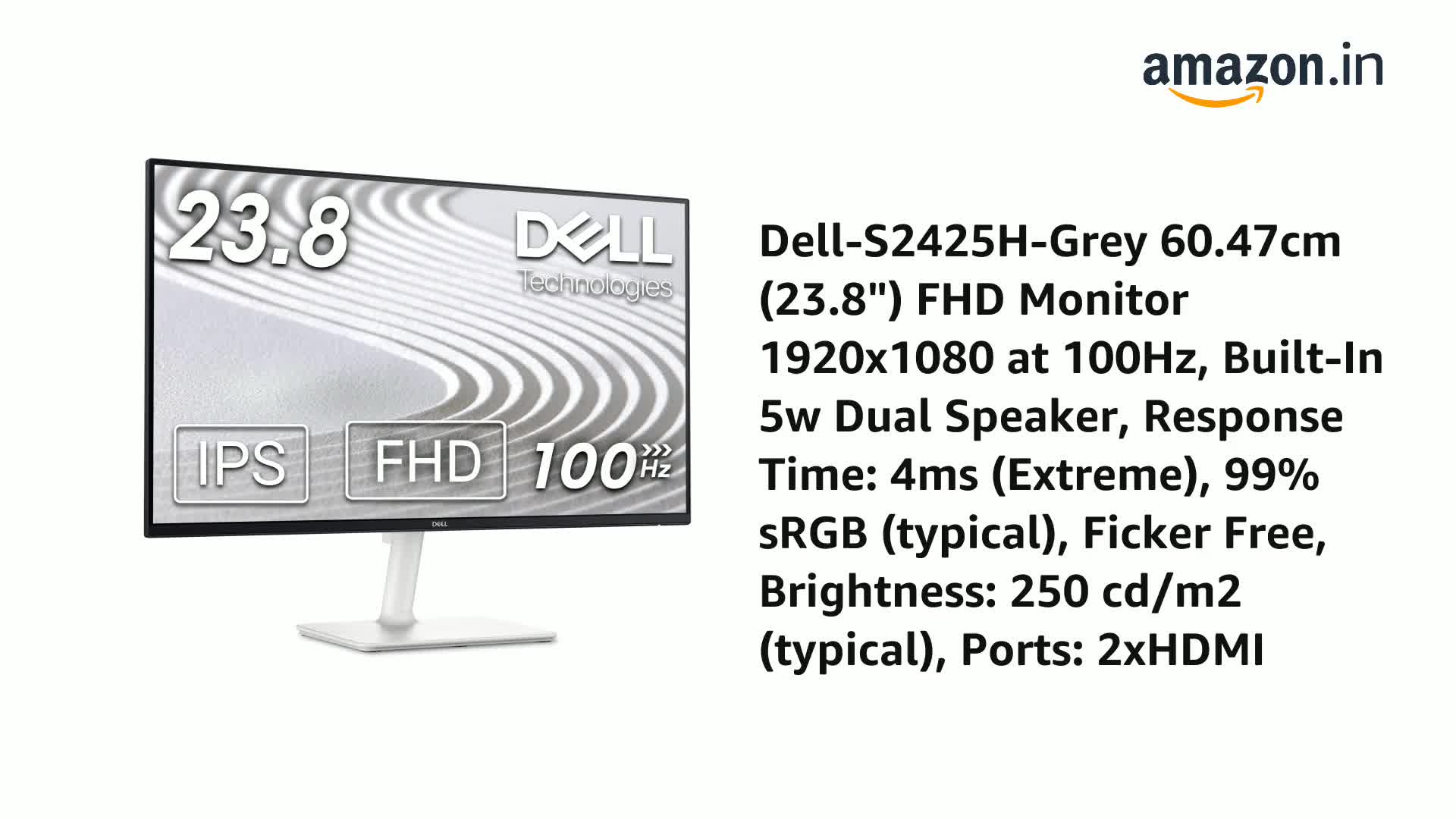 DELL S2425H-A 23.8インチ 100Hz モニター 白 ホワイト Dell 24インチ モニター - S2425H | Dell 日本