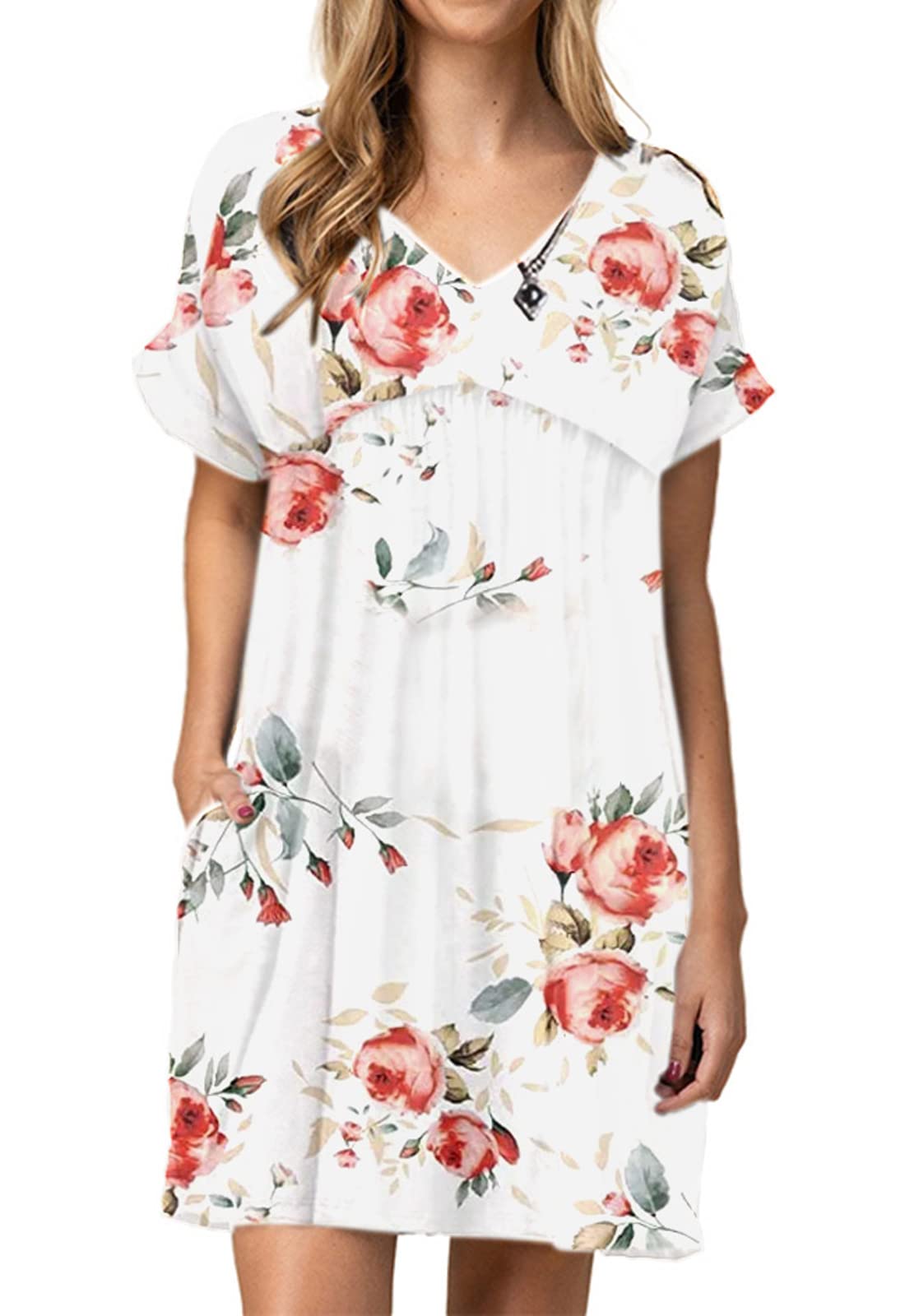 Jayscreate Women's Baby Doll Summer Casual T Shirt Flowy Short Sleeve Dress