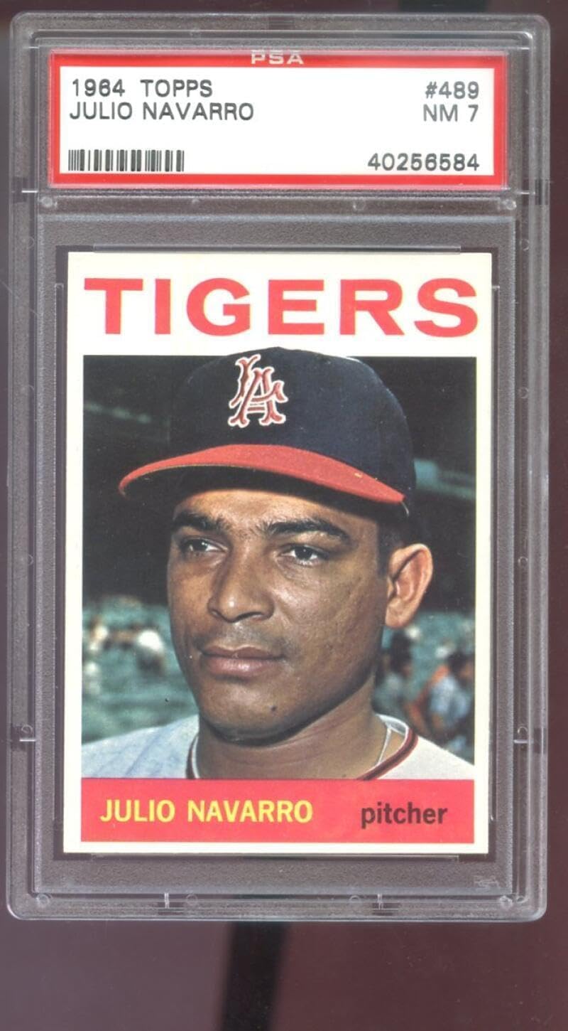 1964 Topps #489 Julio Navarro PSA 7 Graded Baseball Card NM MLB Detroit Tigers - Slabbed Baseball Cards