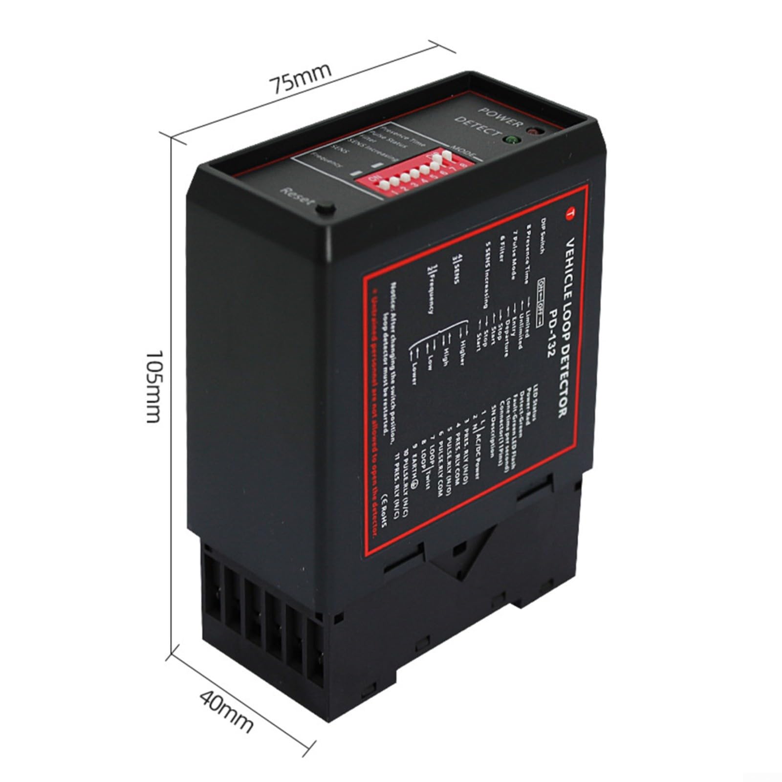 BAZOOM DP132 - Detector de bucle para puertas automáticas, acceso de estacionamiento con sensibilidad ajustable, indicadores LED de falla, salida de relé para detección de vehículos (12 V)