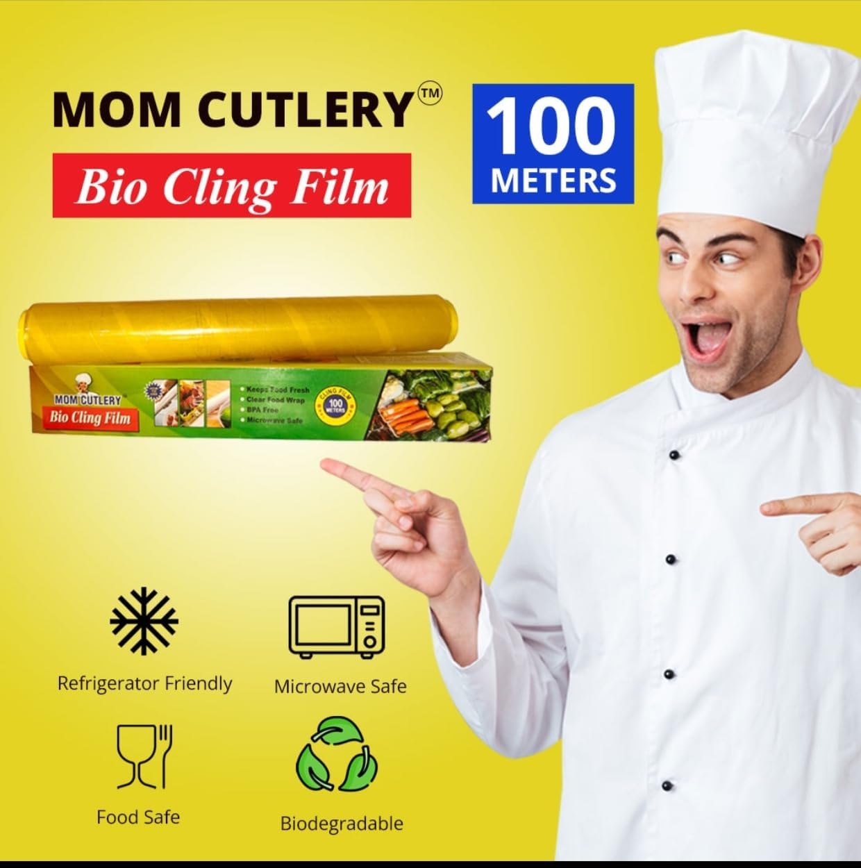 Biodegradable Cling wrap for Food Wrapping,Pack of 1, 100 Meter Biodegradable Food Wrapping Roll, Food Wrapping, Microwave Safe Paper Wrap for Storing All Food Types image 3