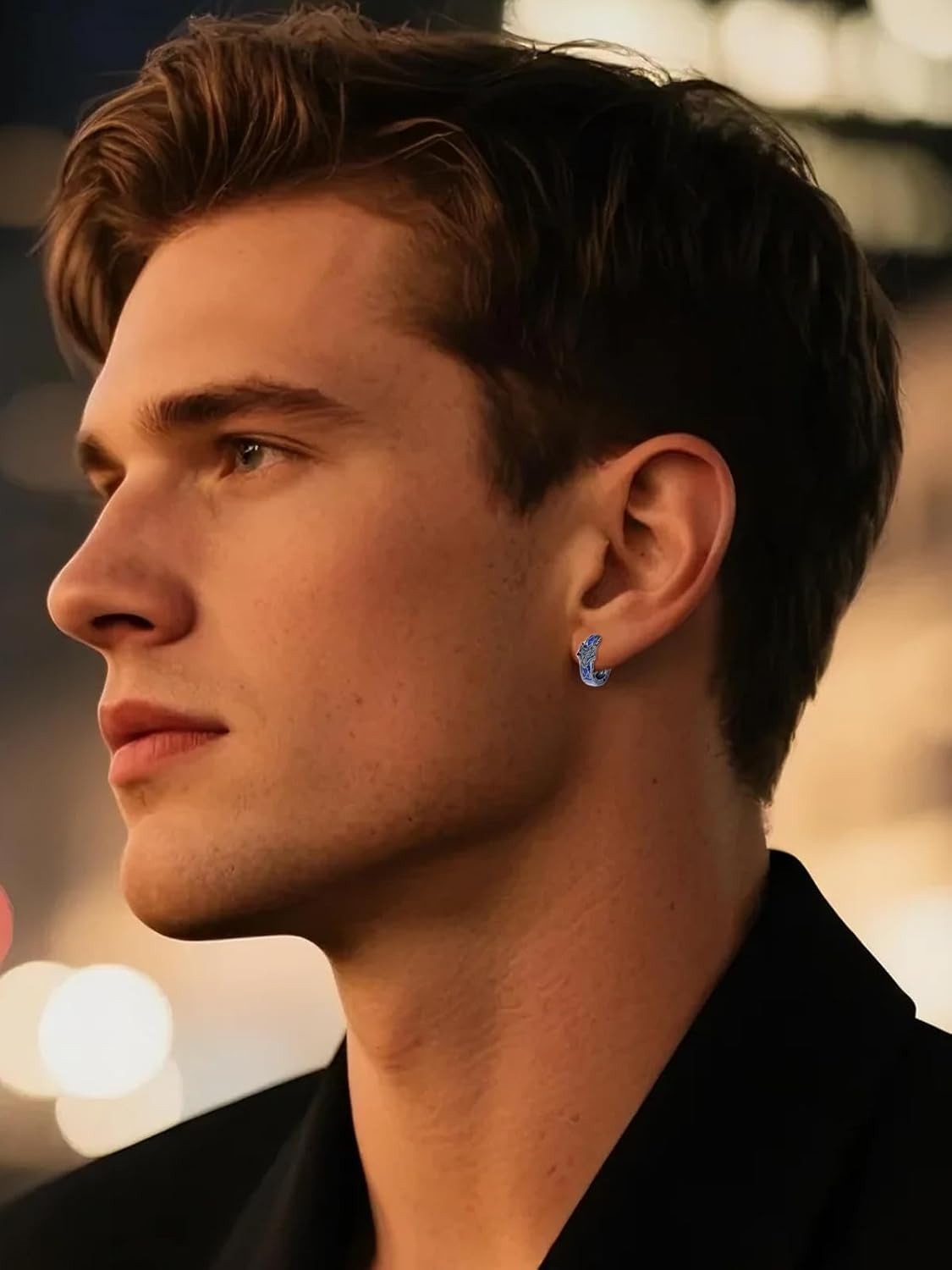 Viking Hoop Earrings for Men 925 Sterling Silver Celtic Knot Black Huggie Earring Jewelry Gifts for Men Women - Image 5