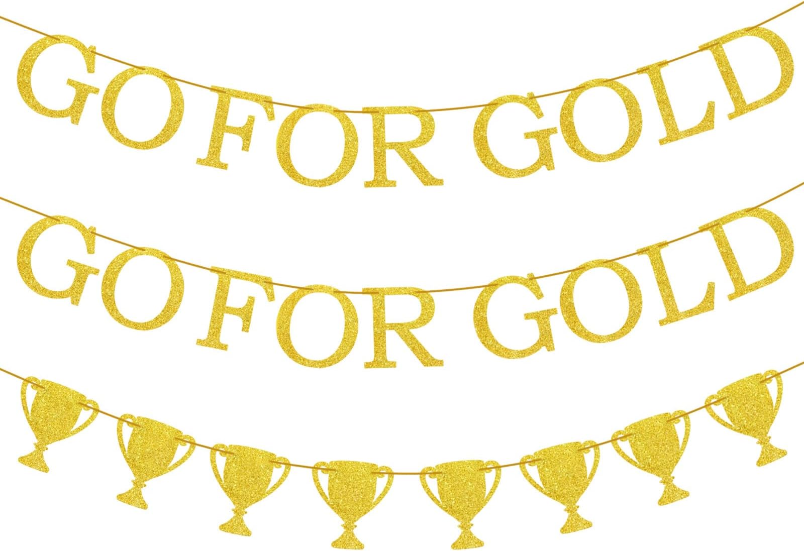 3Pcs Golden Shiny Banner Sports Party Decorations - Champion Banners for Themed Events