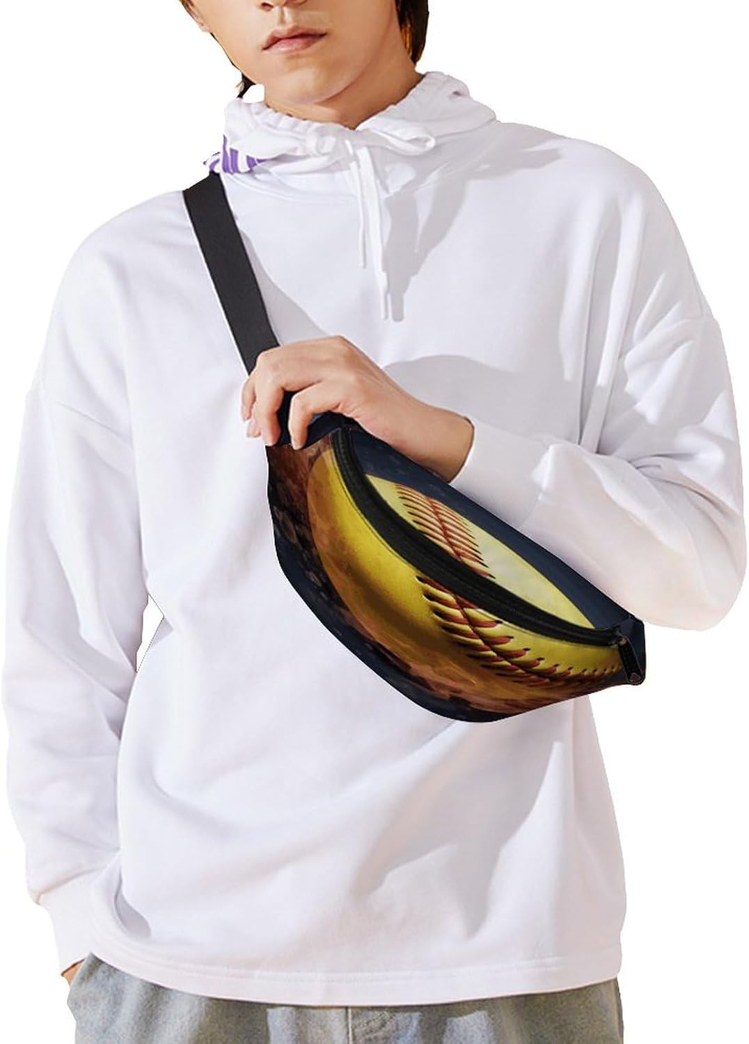 Softball Belt Bag for Men & Women, Fanny Pack Everywhere with Adjustable Strap, Small Waist Pack for Travel Walking Running Hiking Cycling
