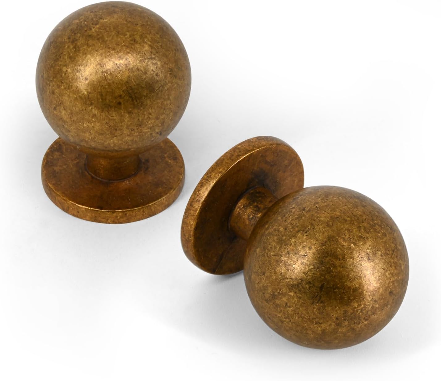 FILTA 10 Pack 1Inch(27mm) Diameter Round Solid Ball Antique Brass Cabinet Knobs Drawer Pulls Cabinet Hardware for Kitchen Cabinets and Bathroom Cabinets
