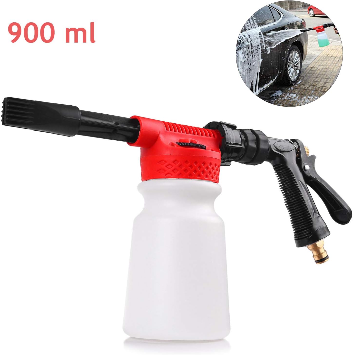 Powstro Car Cleaning Foam Gun Multifunctional Washing Foamaster Gun Water Soap Shampoo Sprayer 900ml for Van Motorcycle Vehicle (Red) : Automotive