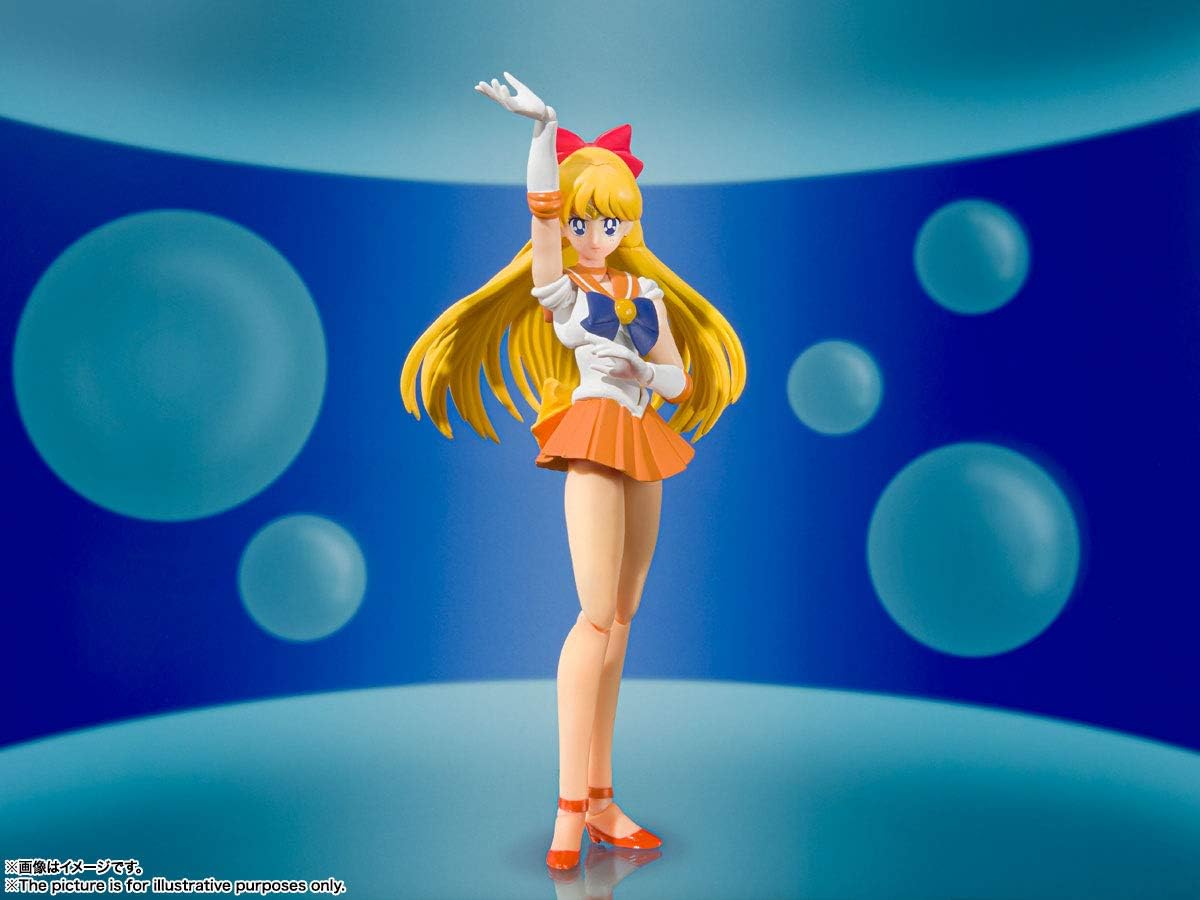 S.H. Figuarts Sailor Moon Sailor Venus Animation Color Edition (Resale Version), Approx. 5.5 inches (140 mm), PVC & ABS Pre-painted Action Figure