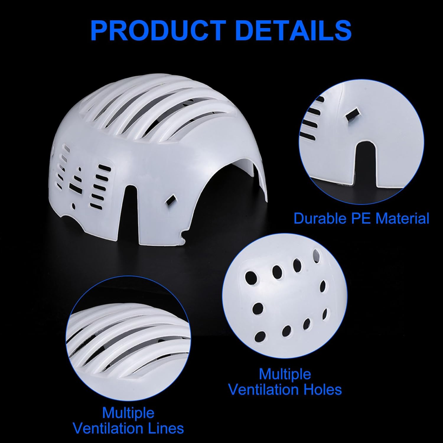 uxcell 2Pcs Bump Cap Insert, PE Lined Baseball Hard Hat Inserts, Lightweight Universal Bump Cap with Adjustable Strap for Head Protection (White)