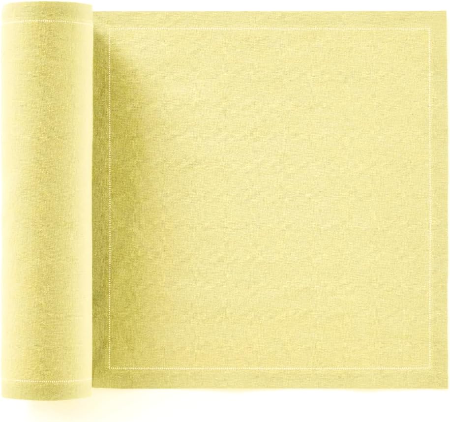 MY DRAP Cotton Dinner Napkins (11.8 x 11.8 in - 12 Per Roll, Pastel Yellow) Cloth Dinner Napkins for Parties, Weddings, Dinning, Hotels, Restaurants or Events - Single-Use Washable
