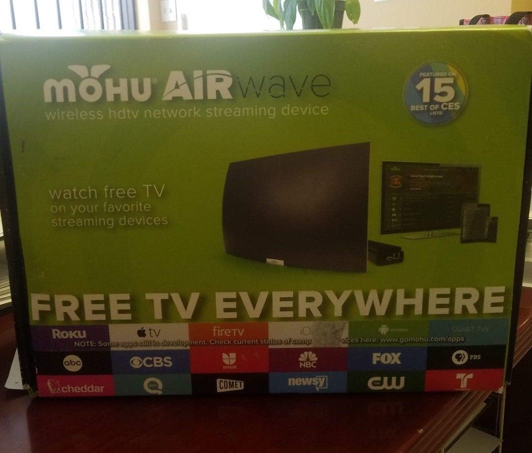 2017 Mohu AirWave Premium Edition Wireless OTA Antenna, Programming Guide, Mohu TV app (30 Mile Range)- Discontinued