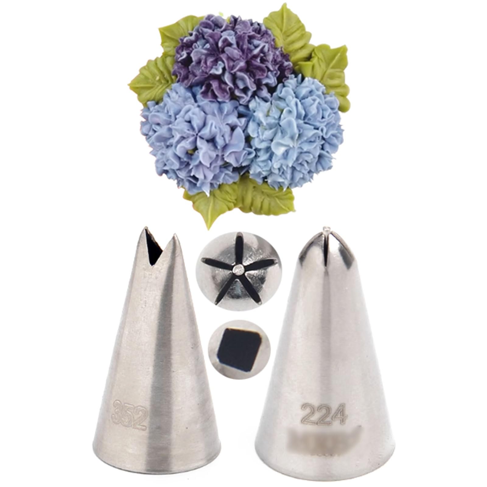 Spritztülle aus Edelstahl for Cupcakes, Blumenspitze, Hortensienstrauß, Dekorationsdüse for cremefarbene Blumen, Blattbüschel, Gebäckspitzen
