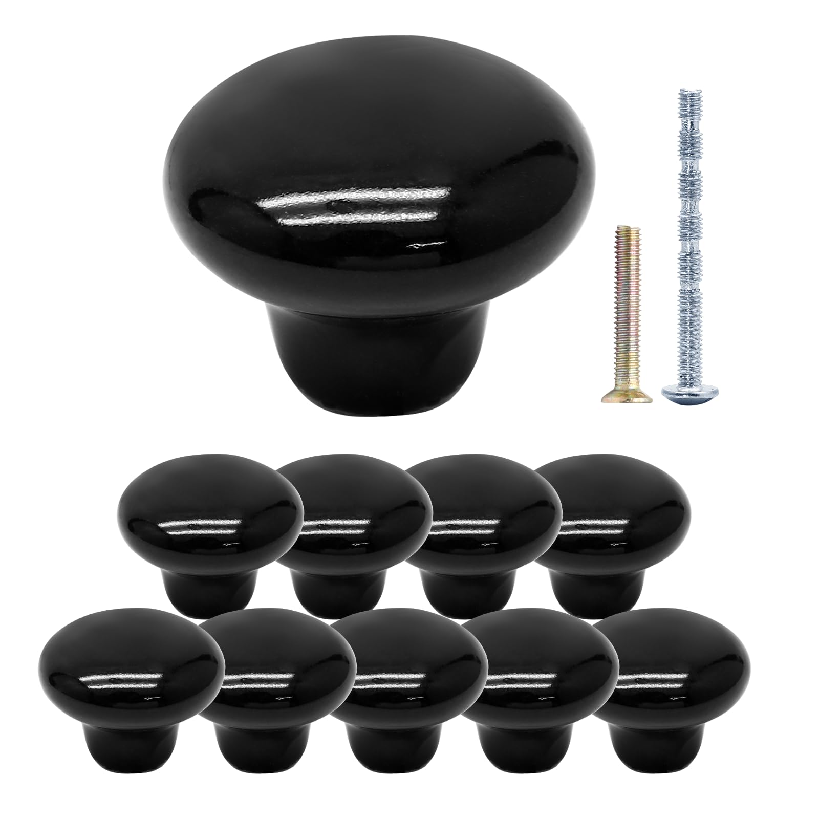 Suiwotin 10pcs Black Ceramic Round Cabinet Knobs, Drawer Pulls, Closet & Cupboard Handles โ image 1