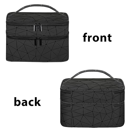 Miniatura 5 de Organizador de esmalte de uñas, estuche de transporte de viaje, personalizado para juego de manicura, bolsa de transporte de doble capa (negro,