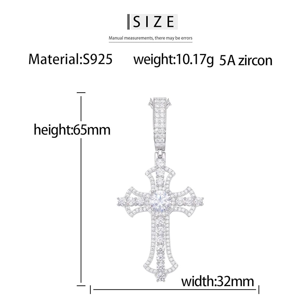 Gugots Cross Necklace for Men 925 Sterling Silver Cubic