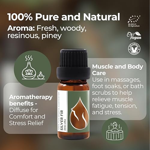 Miniatura 5 de Essences Bulgaria Aceite esencial de abeto plateado orgánico de 13 fl oz  0.3 fl oz  Abies alba  100% puro y natural  Sin diluir  Grado terapéutico