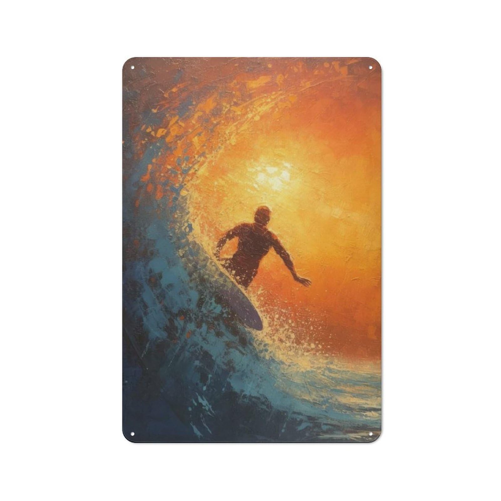 Junmoney Riding The Waves Clean Industrial Metal Wall Decor 30X20cm, Industrial Metal Sign For Workspace, Cafe, Hallway Or Garage